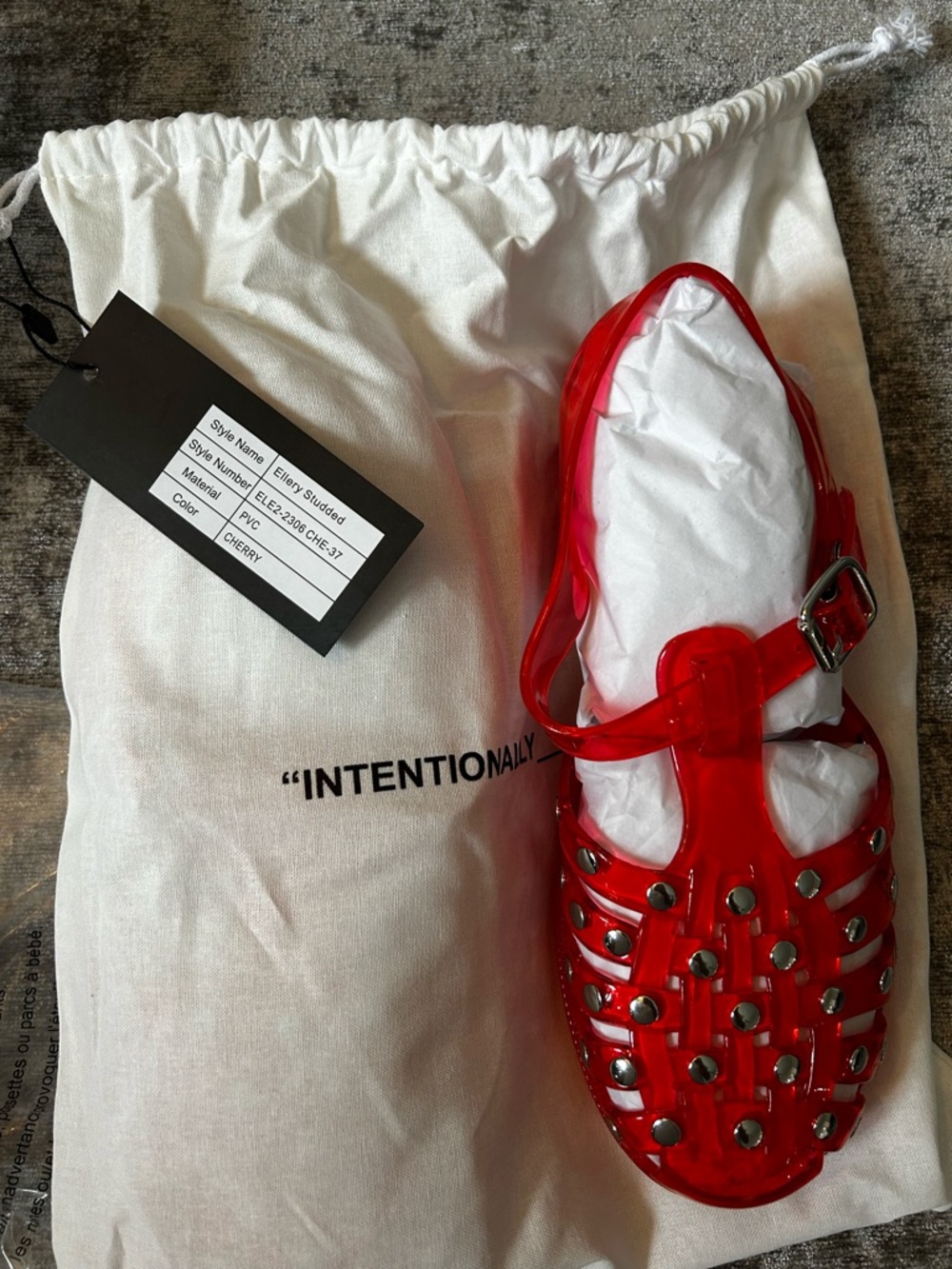 New • Intentionally Blank Ellery Jelly Studded sandals in Cherry 🍒